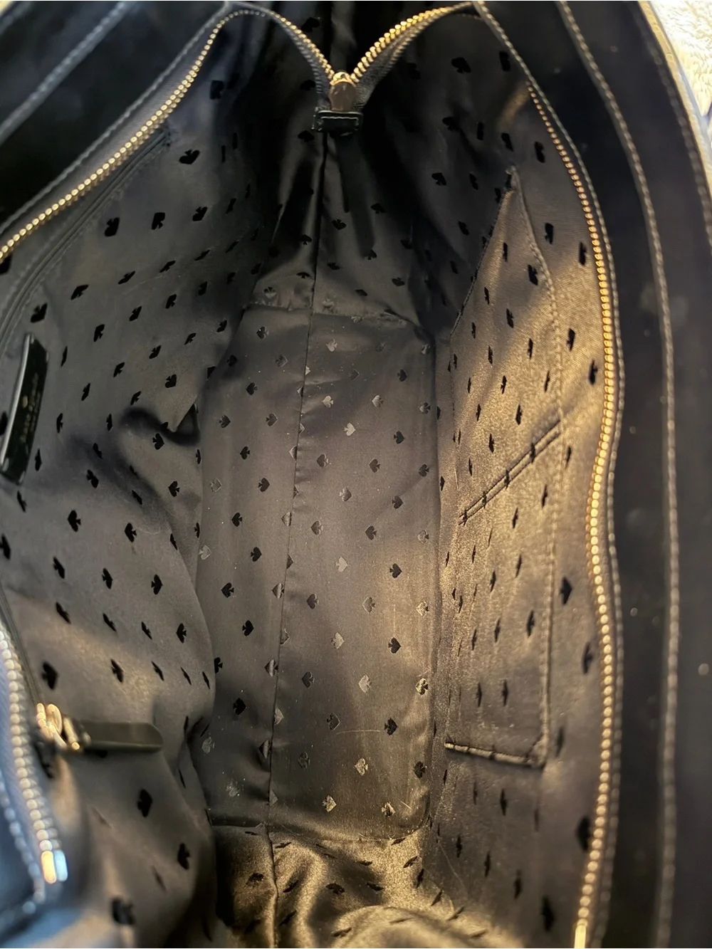 kate spade Black Leather Tote with Front Pocket and Tag